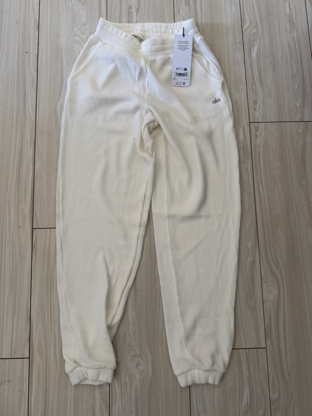 ALO Yoga Cream Waffle-Knit Joggers